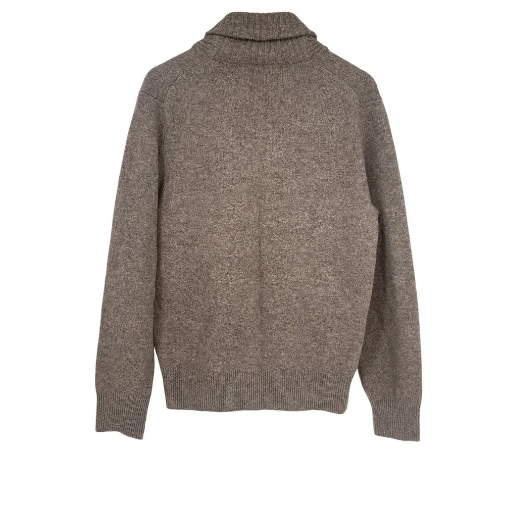 J.Crew Men's Shawl Collar Lambswool Pullover Sweater Brown Button Size Medium‎
